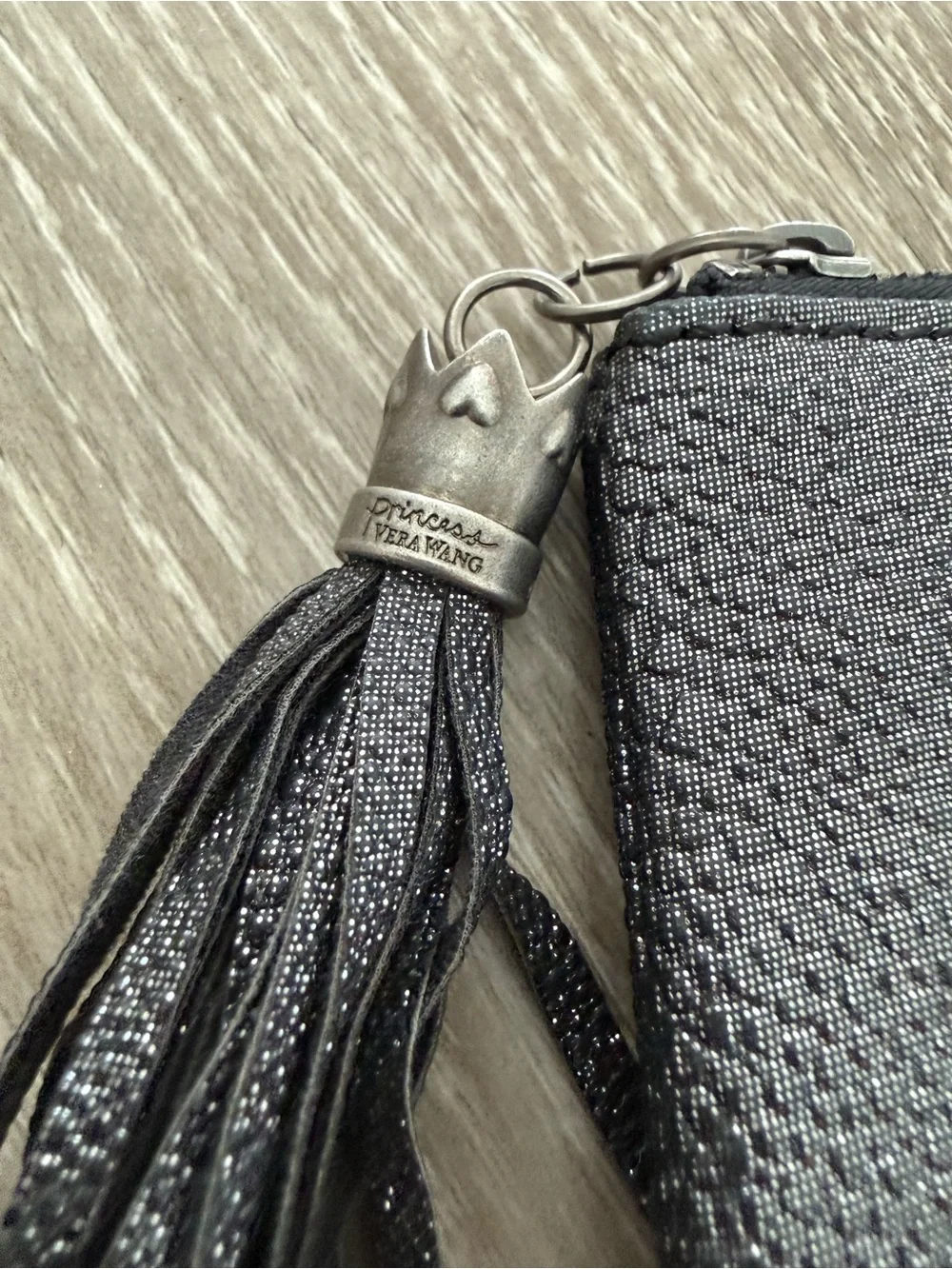 Vera Wang Black 'Princess' Heart Logo Tassel Cosmetic Pouch